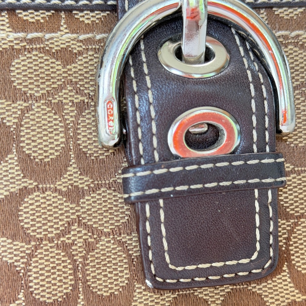 Coach SOHO Bifold Wallet Womens Brown Signature Jacquard Buckle Snap - Picture 3 of 16